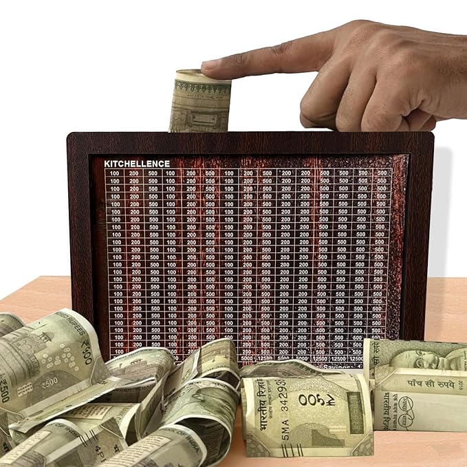 Savings Challenge Wooden Piggy Bank