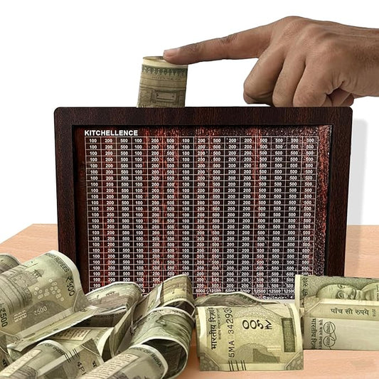 Savings Challenge Wooden Piggy Bank